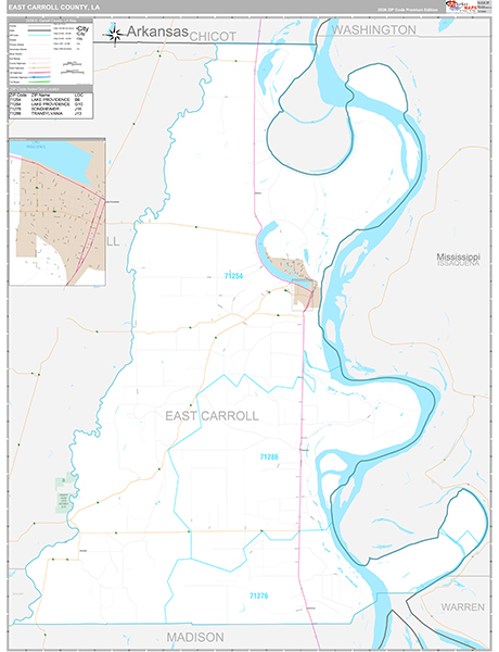E. Carroll County, LA Wall Map